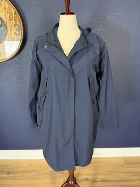 Everlane Navy Hooded Utility Rain Trench Coat Jacket | Size Large